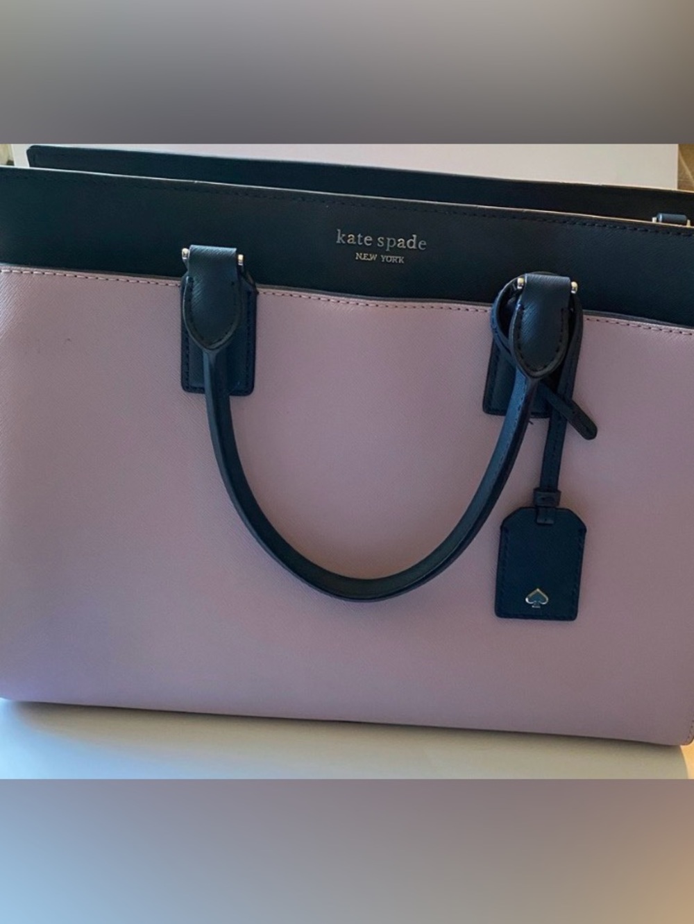 kate spade two-tone pink and navy leather tote